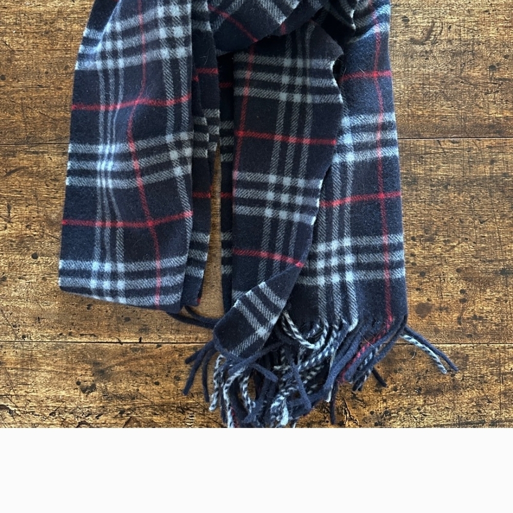 Burberry Black, Gray, and Red Lambswool Scarf - Picture 2 of 3